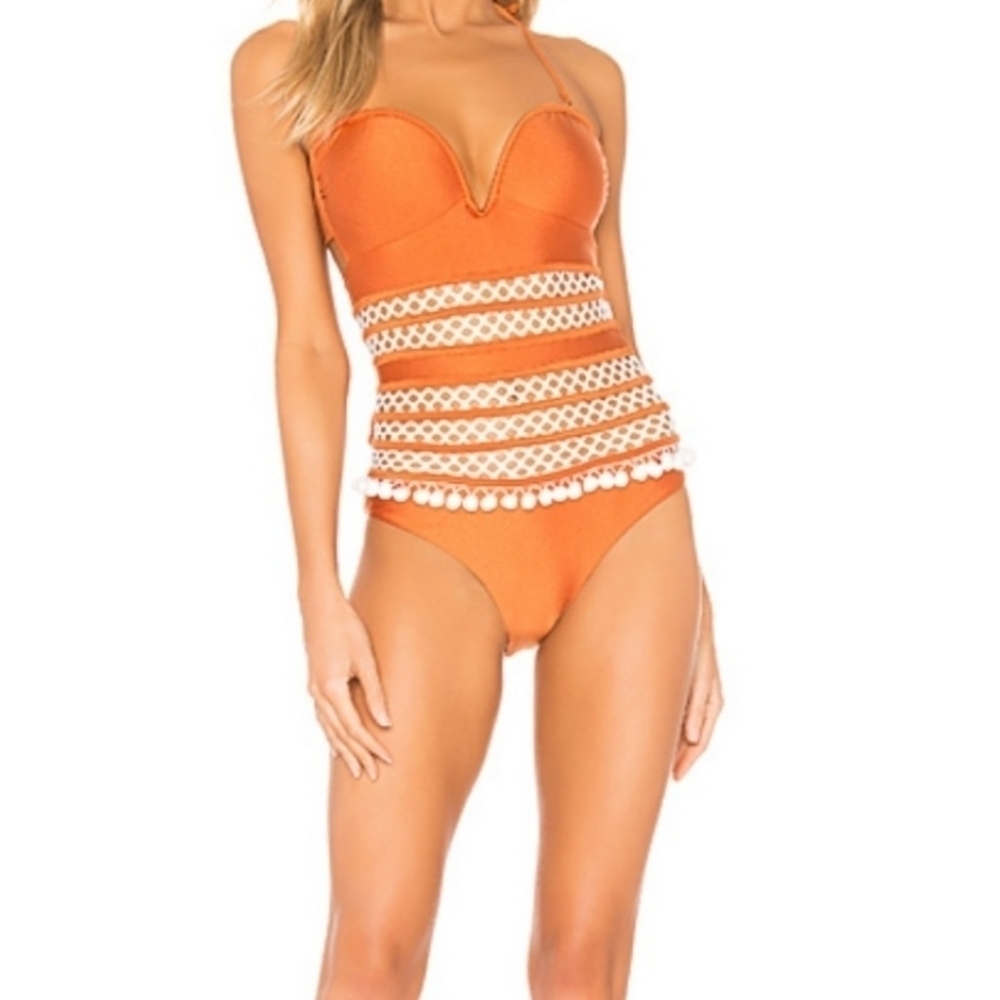 Tularosa BOHO POM POM ONE-PIECE SWIMSUIT  NEW